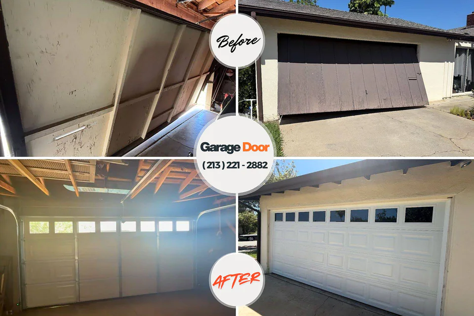 Before and after: garage door repair Lynwood, IL